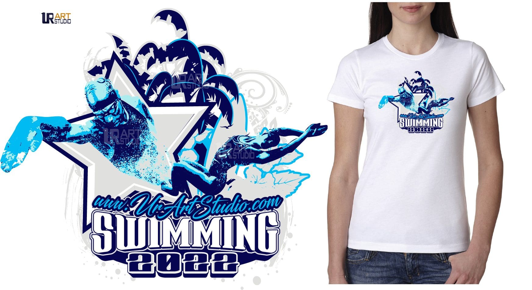 SWIMMING PALM TREES 2022 LOGO DESIGN FOR PRINT