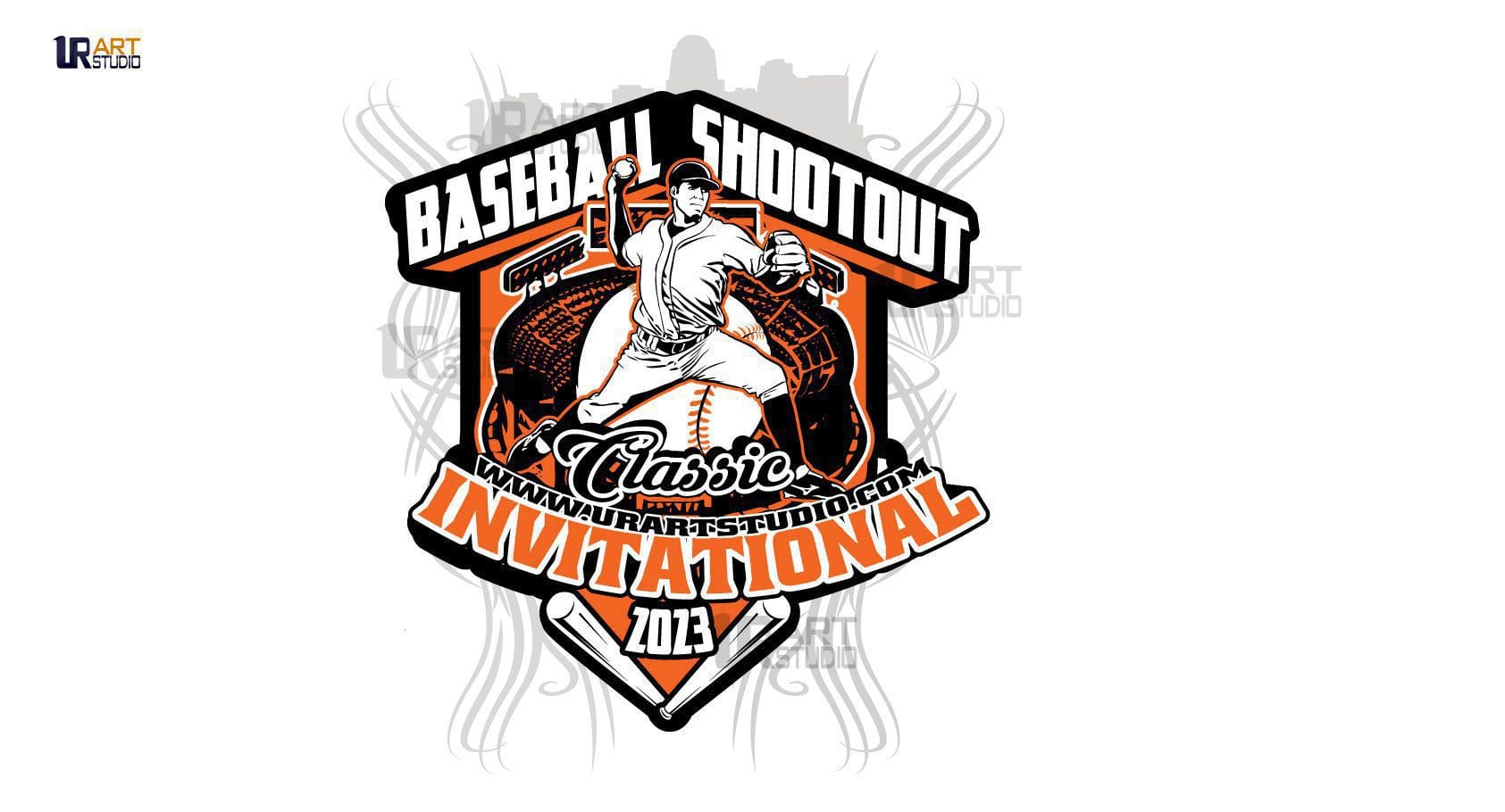 BASEBALL SHOOTOUT CLASSIC INVITATIONAL COLOR SEPARATED LOGO DESIGN FOR PRINT