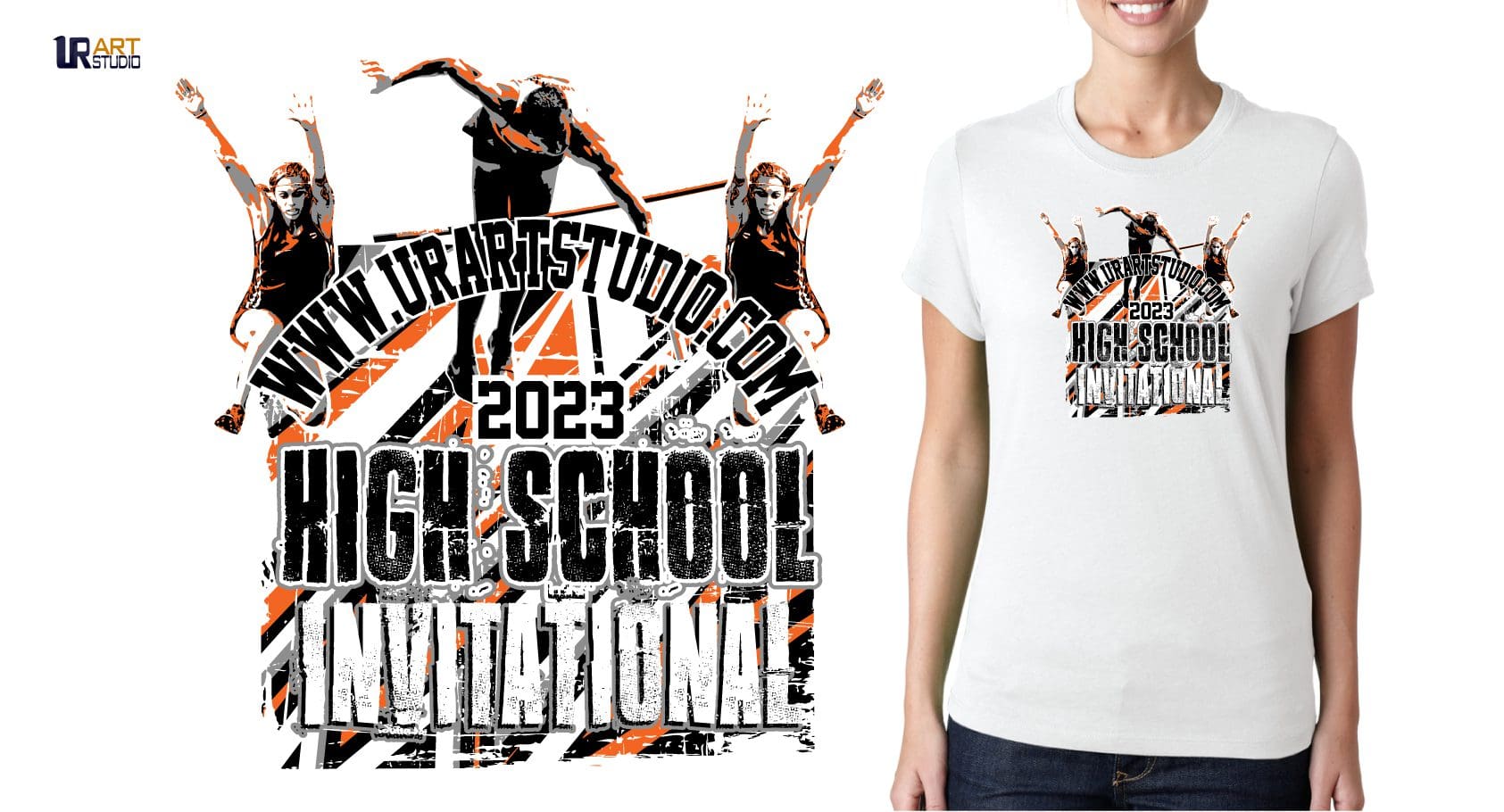 HIGH SCHOOL TRACK AND FIELD INVITATIONAL 2023 VECTOR LOGO DESIGN FOR PRINT