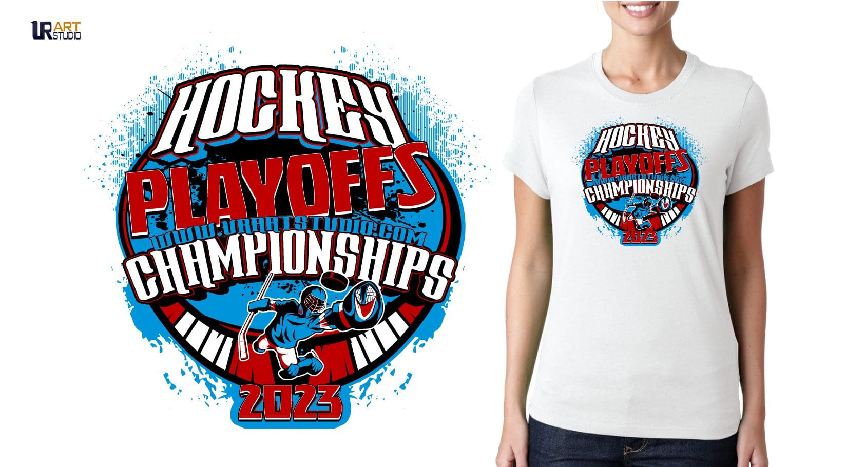 HOCKEY PLAYOFFS CHAMPIONSHIPS 2023 VECTOR LOGO DESIGN FOR PRINT