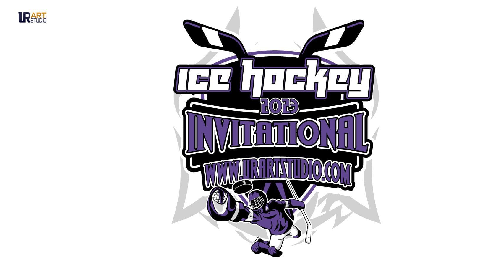 ICE HOCKEY INVITATIONAL VECTOR LOGO DESIGN FOR PRINT 2023