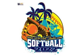 SOFTBALL PALM TREES VECTOR LOGO DESIGN FOR PRINT