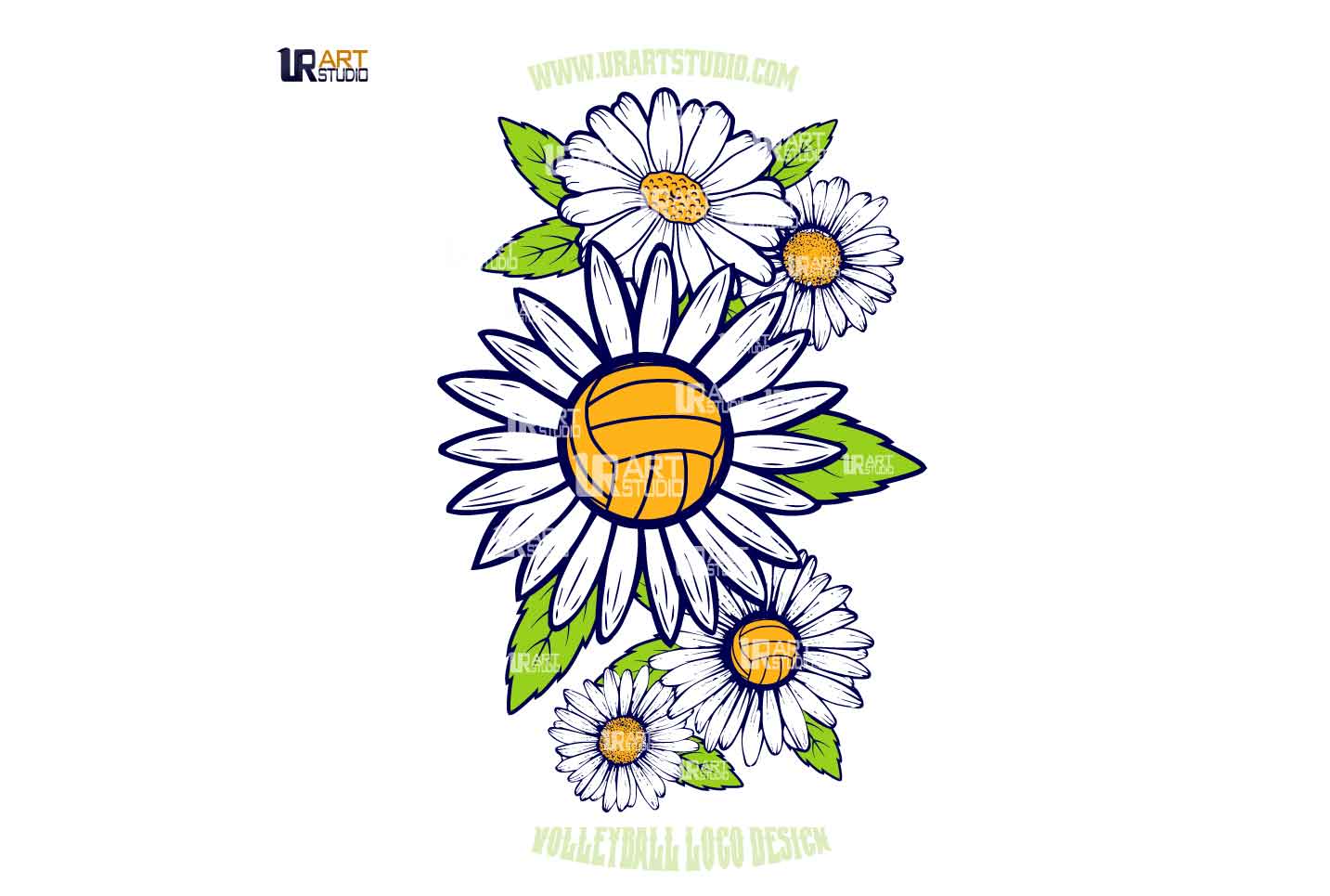 VOLLEYBALL FLOWER VECTOR LOGO DESIGN