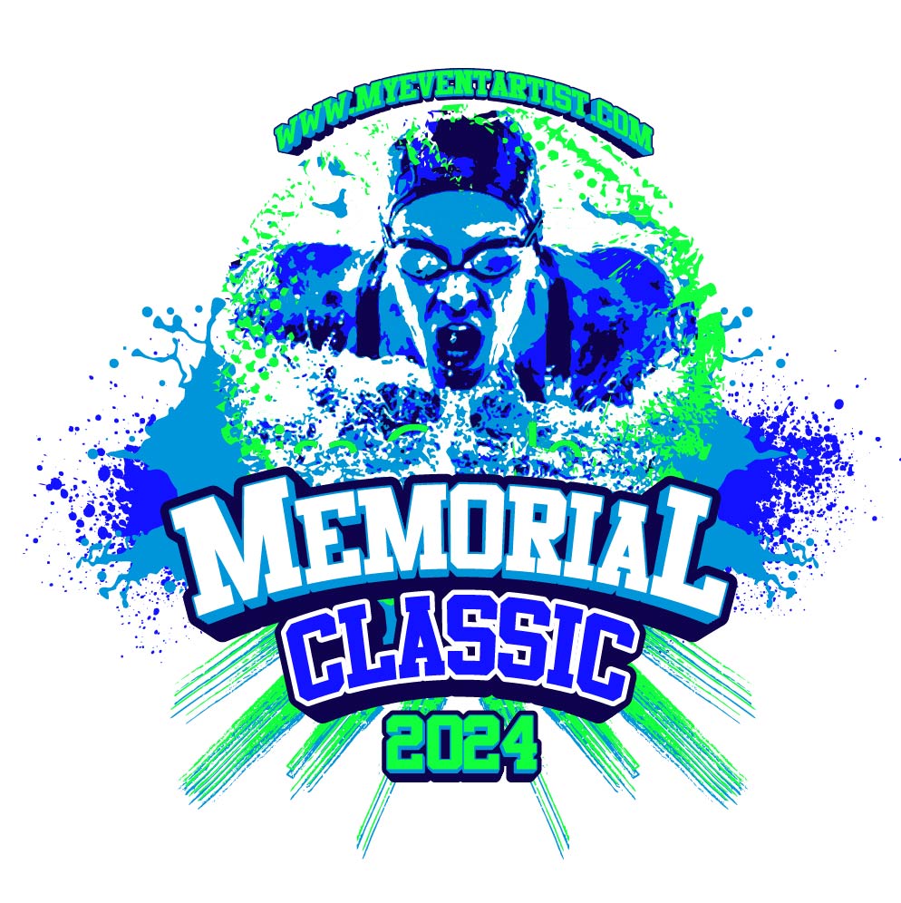 SWIMMING EVENT MEMORIAL CASSIC LOGO DESIGN FOR PRINT