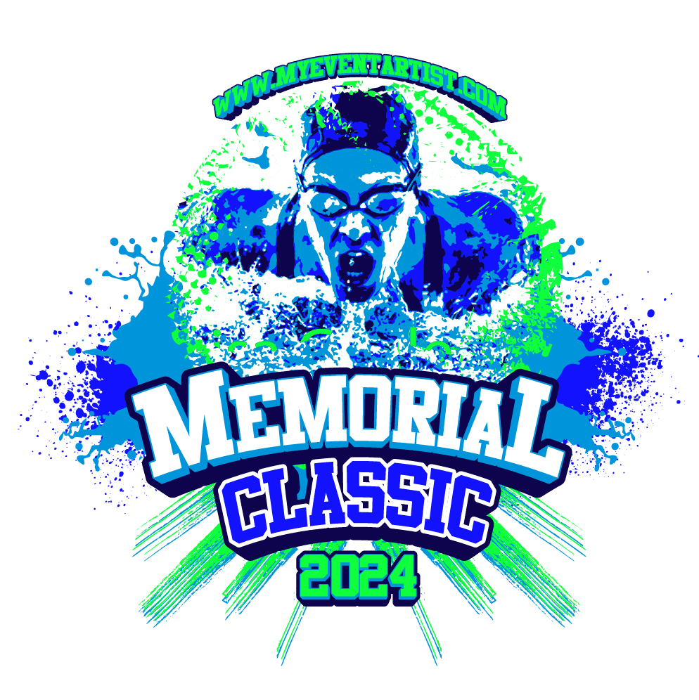SWIMMING EVENT MEMORIAL CASSIC LOGO DESIGN FOR PRINT