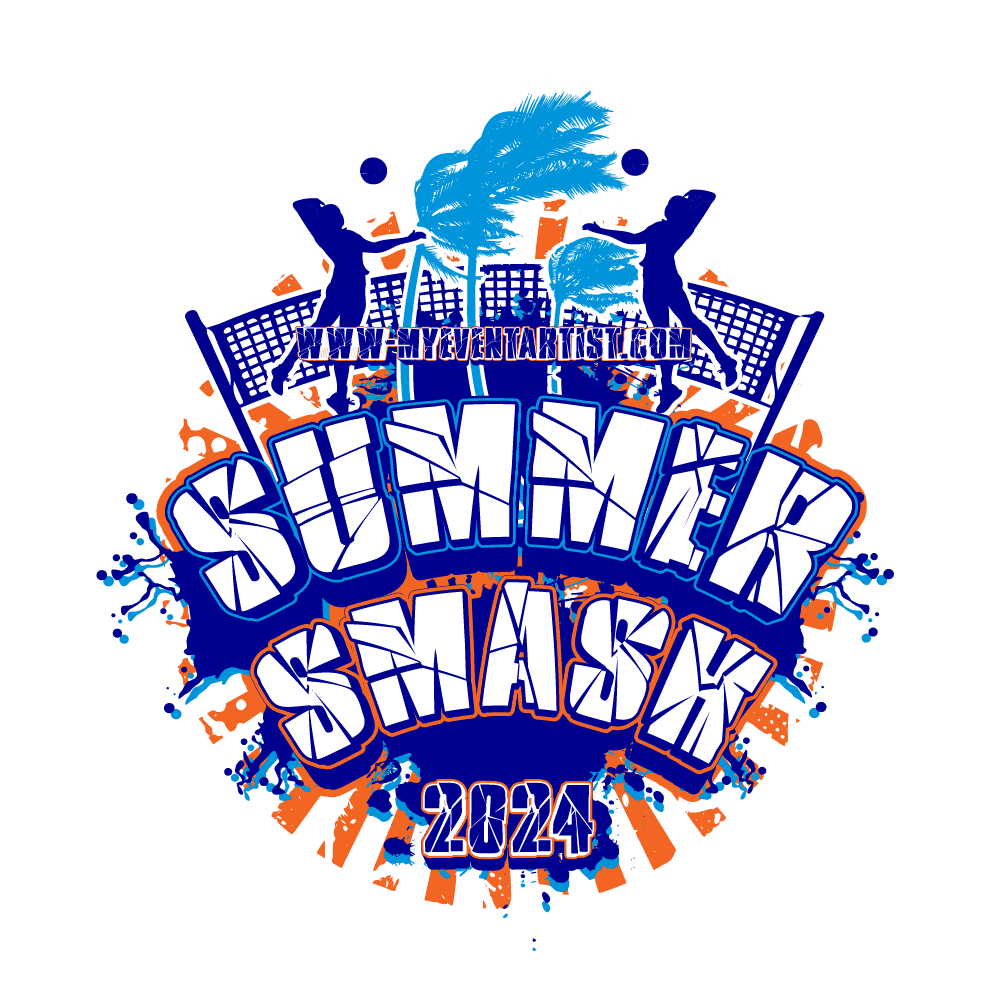 VOLLEYBALL EVENT SUMMER SMASH LOGO DESIGN FOR PRINT