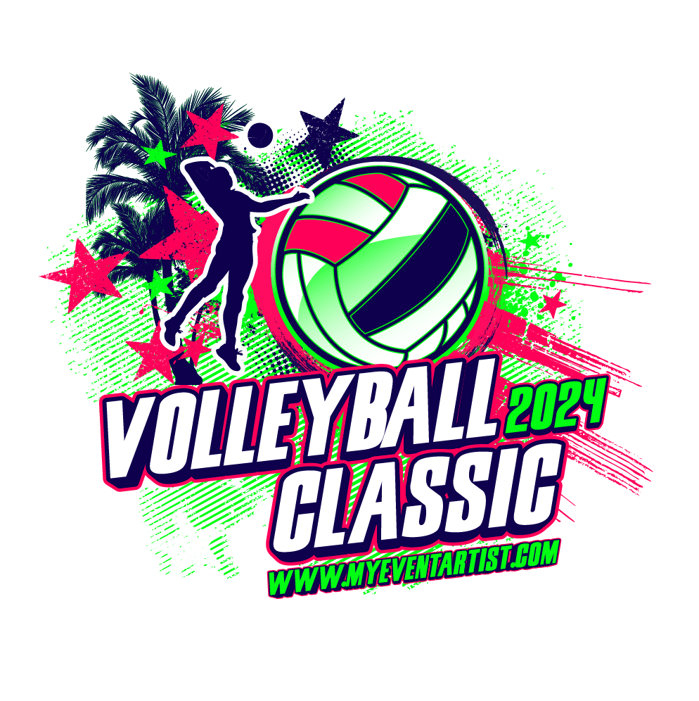 VOLLEYBALL EVENT VOLLEYBALL CLASSIC LOGO DESIGN FOR PRINT