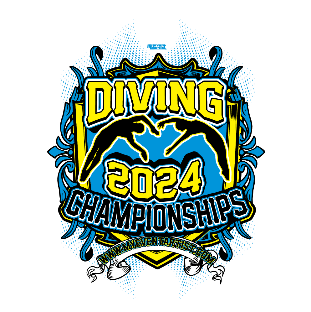 DIVING YELLOW BLUE CHAMPIONSHIP EVENT PRINT READY VECTOR DESIGN