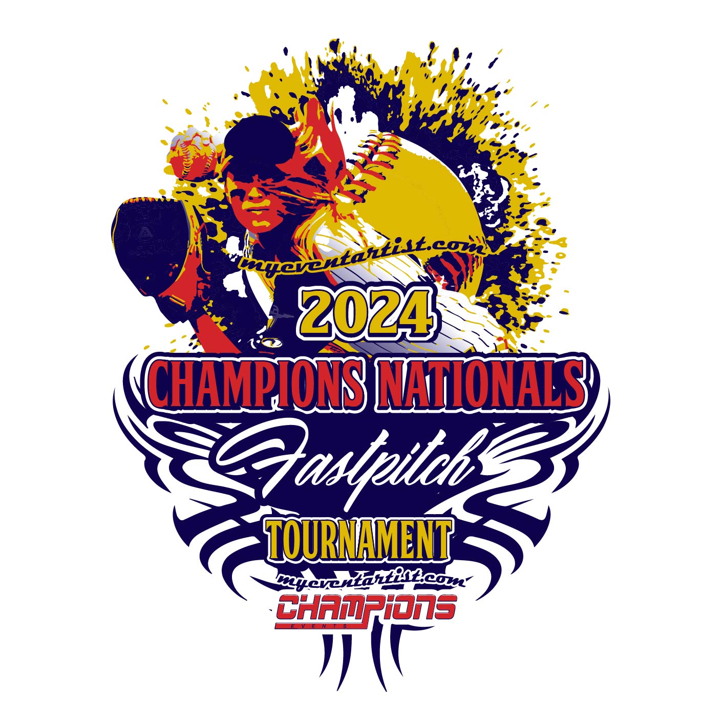 Softball Champions National Fastpitch Tournament Adjustable Vector Logo Design for Print