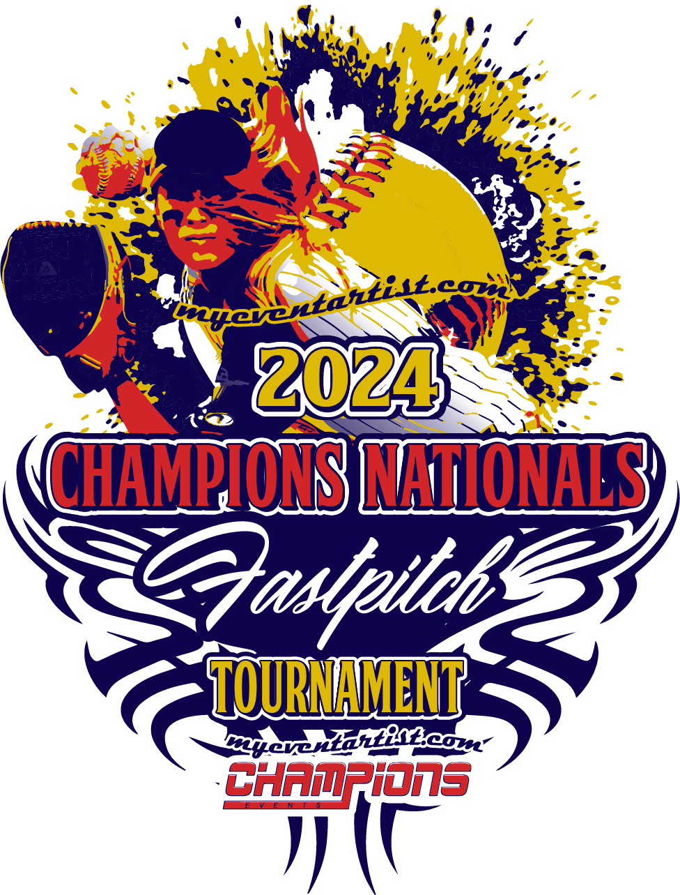 Softball Champions National Fastpitch Tournament Adjustable Vector Logo Design for Print
