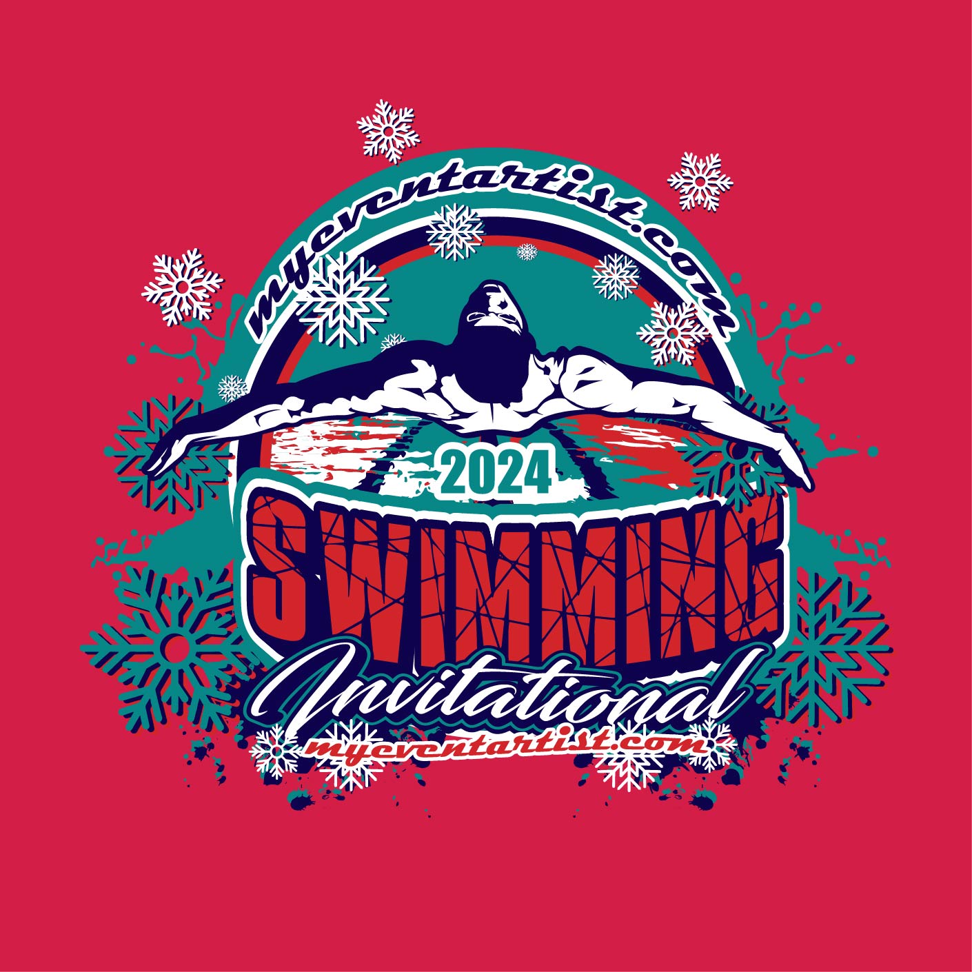 CUSTOMIZABLE SWIMMING INVITATIONAL VECTOR LOGO DESIGN FOR PRINT