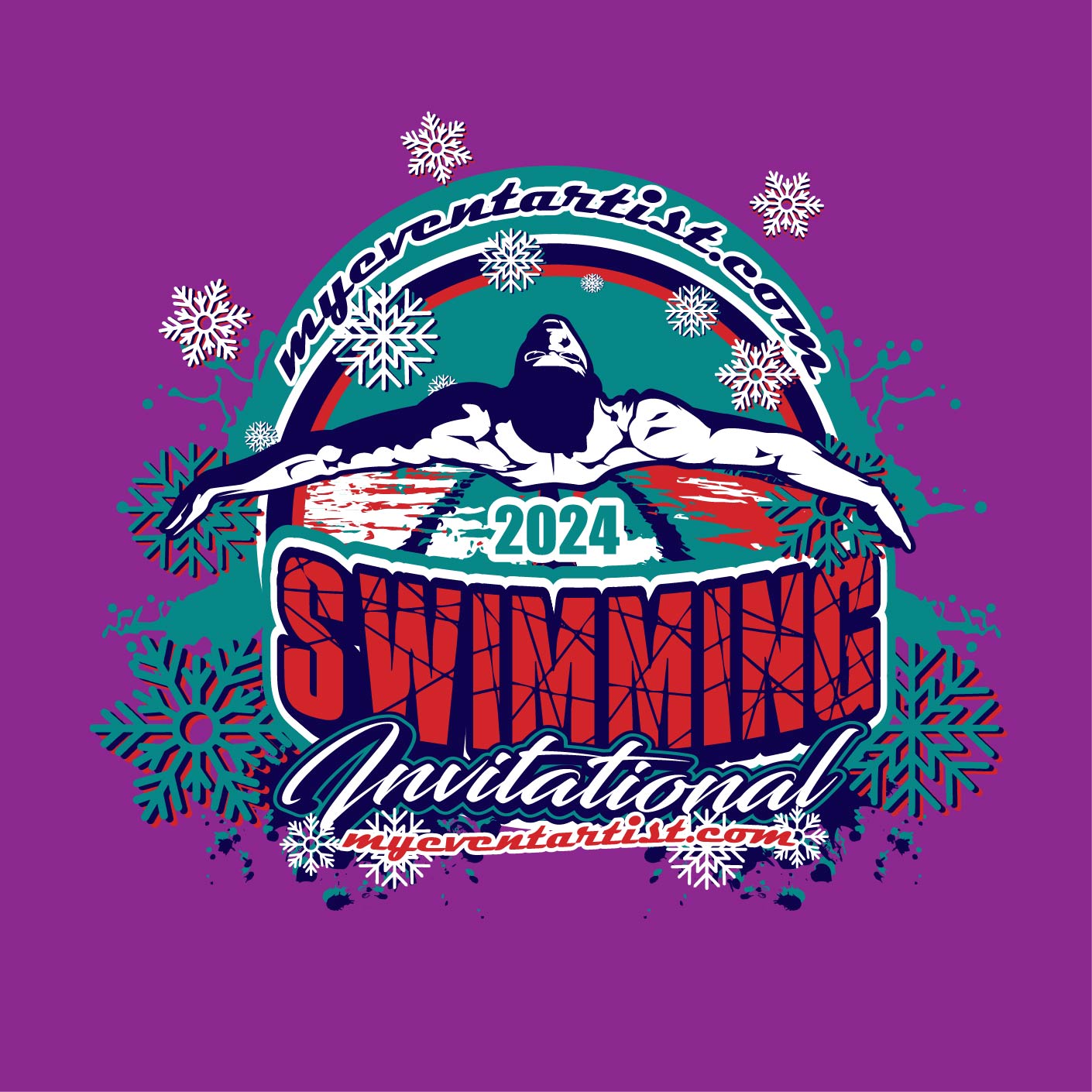 CUSTOMIZABLE SWIMMING INVITATIONAL VECTOR LOGO DESIGN FOR PRINT