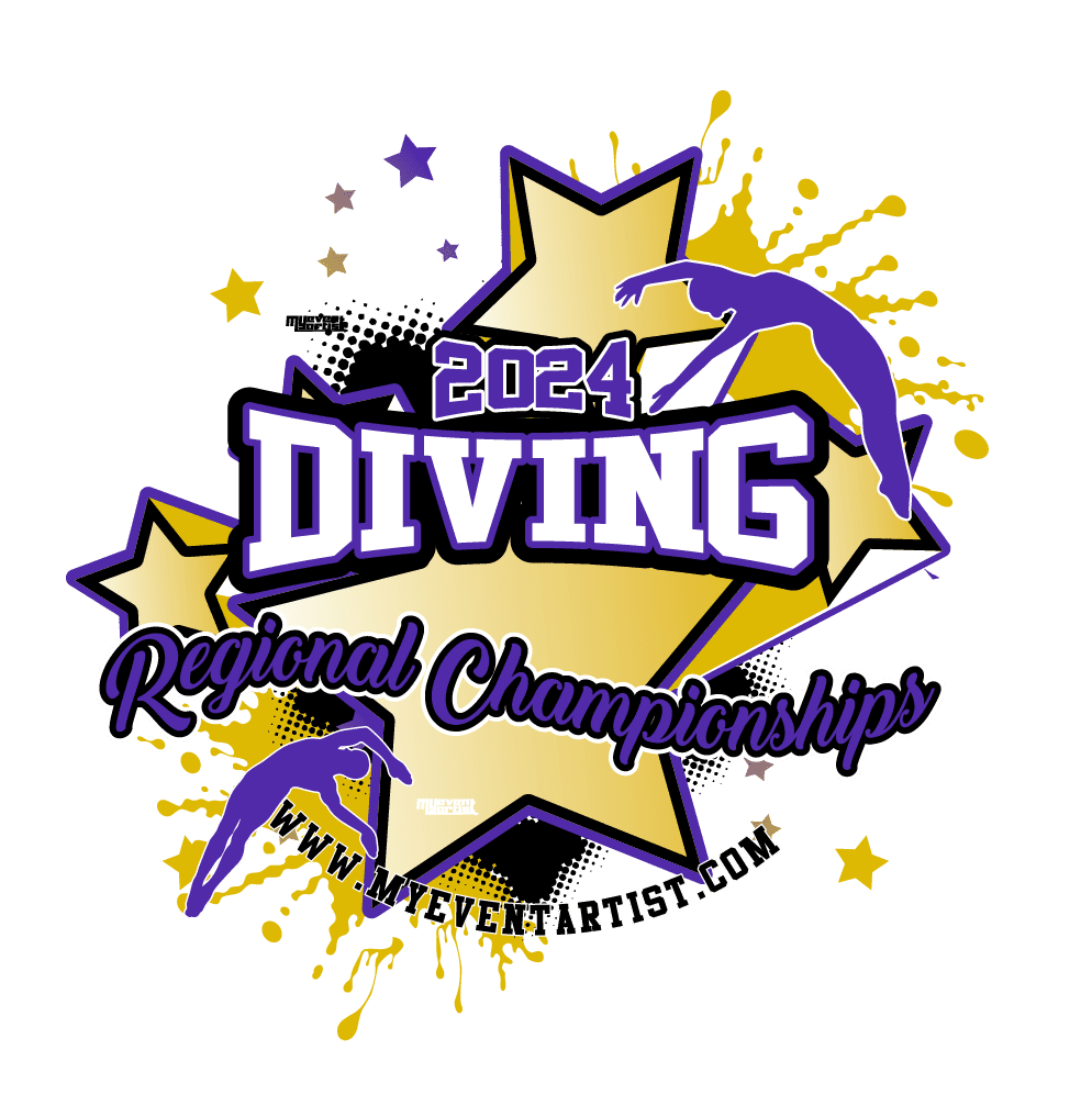 DIVING PURPLE GOLD REGIONAL CHAMPIONSHIP EVENT PRINT READY VECTOR DESIGN