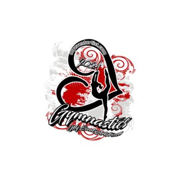 GYMNASTICS HEART RED GREY VECTOR LOGO DESIGN READY FOR PRINT copy