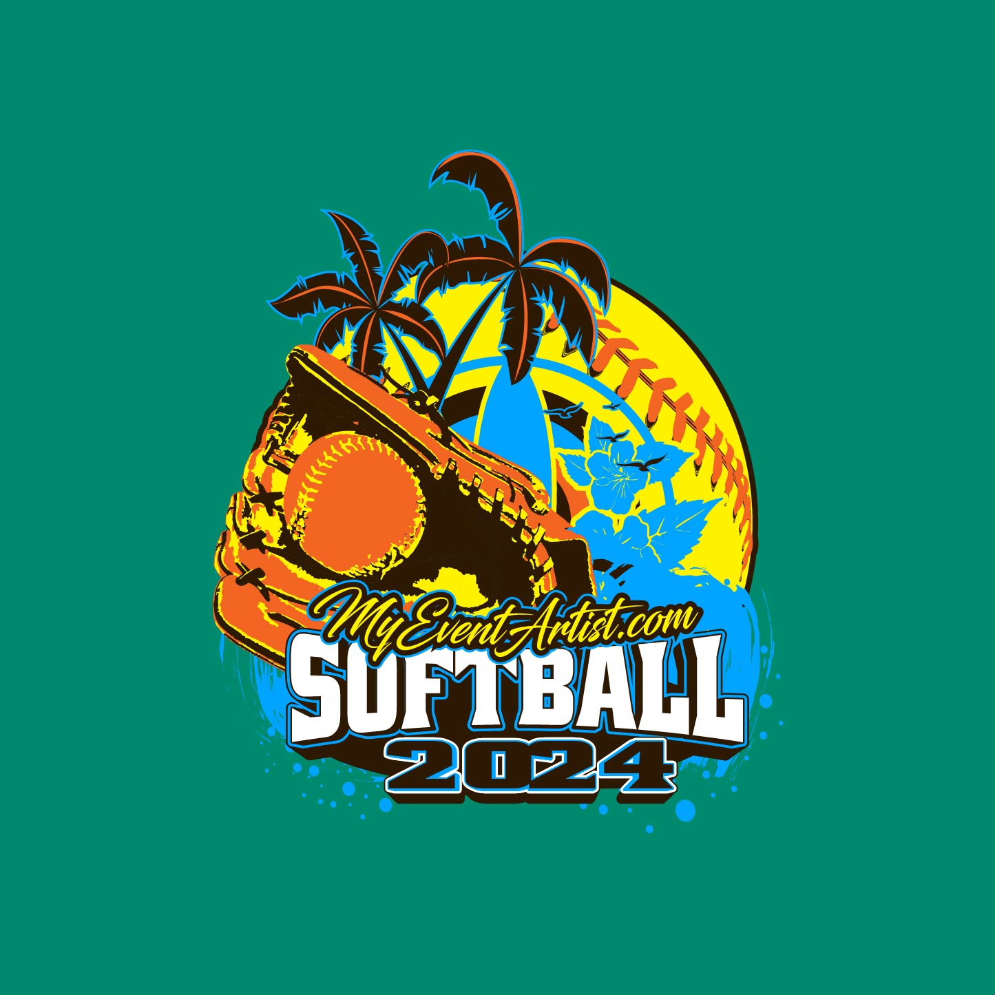 SOFTBALL VECTOR LOGO DESIGN READY FOR PRINT, ADJUSTABLE LIVE FONT