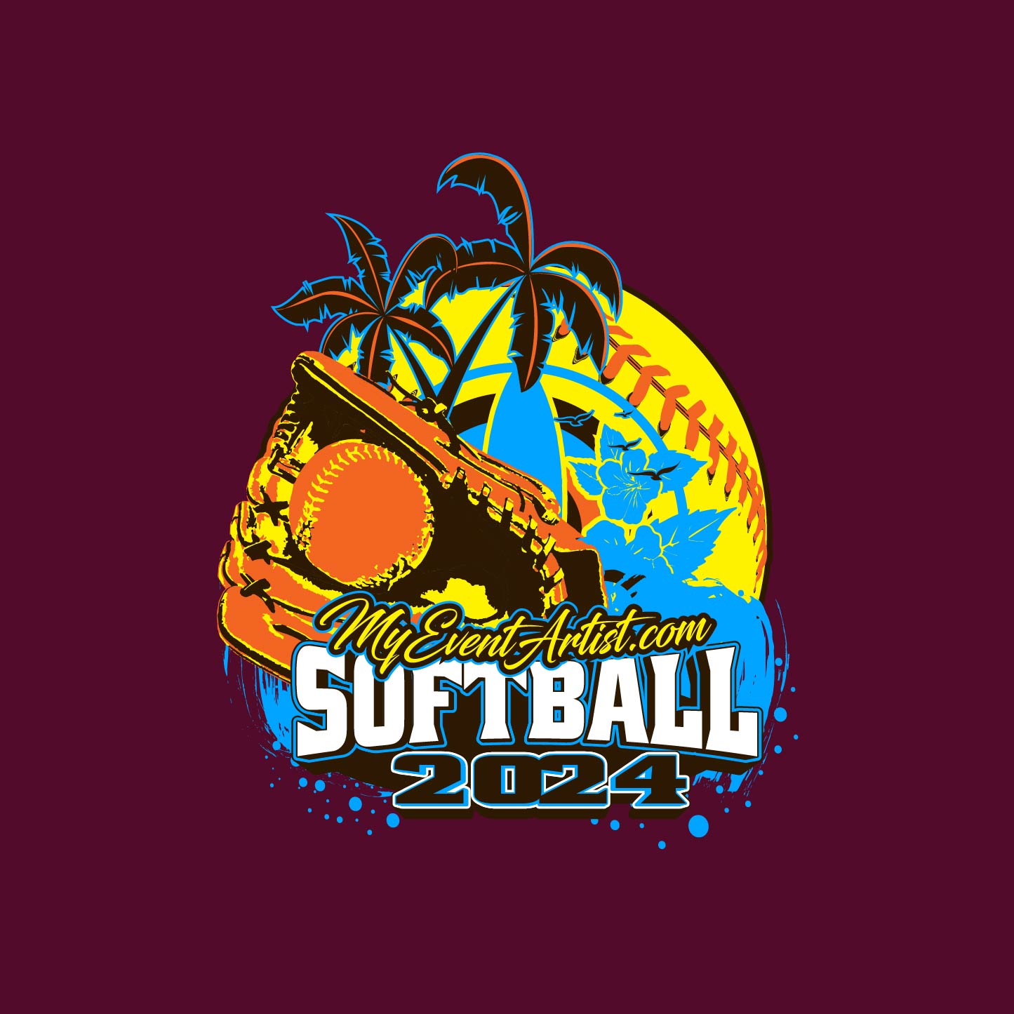 SOFTBALL VECTOR LOGO DESIGN READY FOR PRINT, ADJUSTABLE LIVE FONT