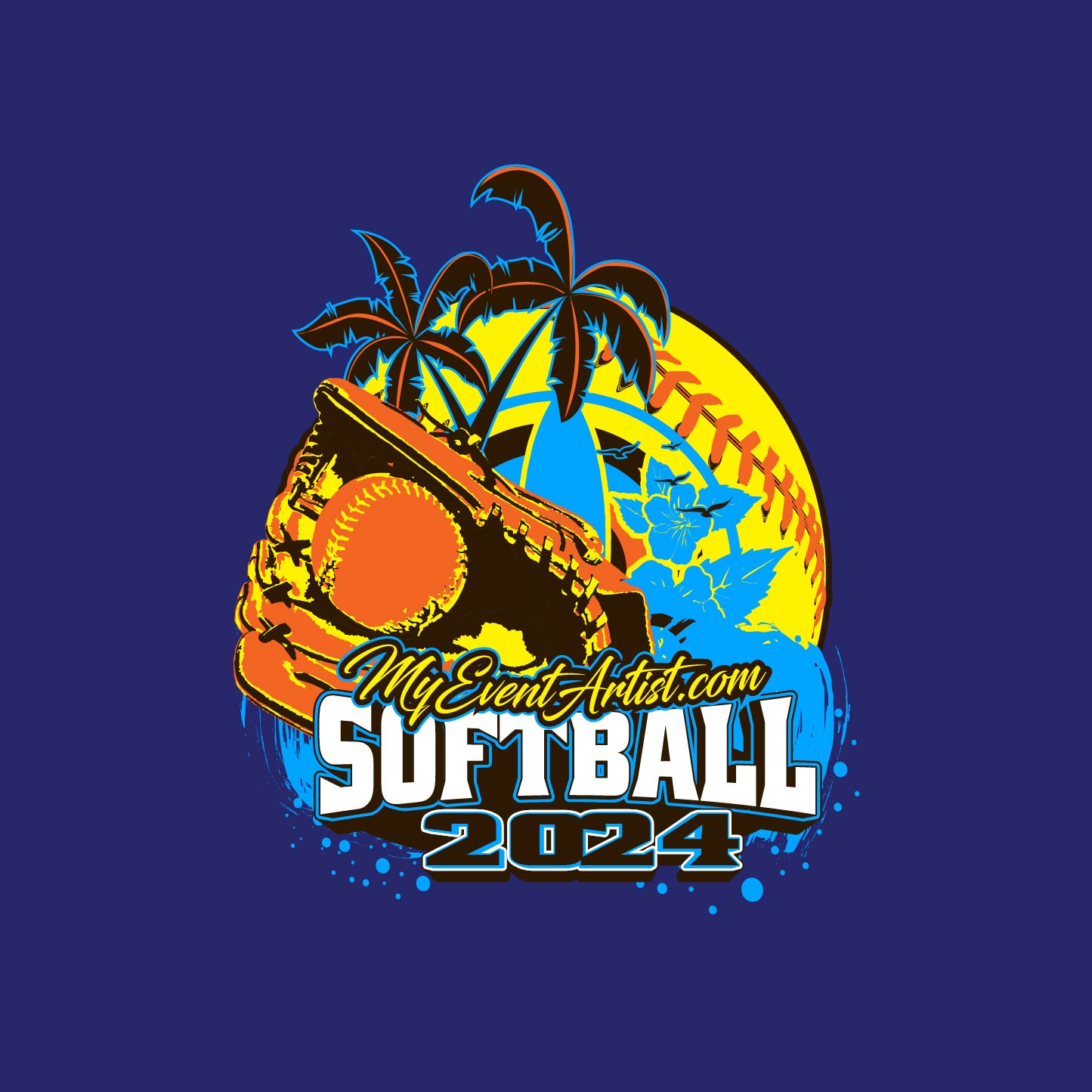 SOFTBALL VECTOR LOGO DESIGN READY FOR PRINT, ADJUSTABLE LIVE FONT