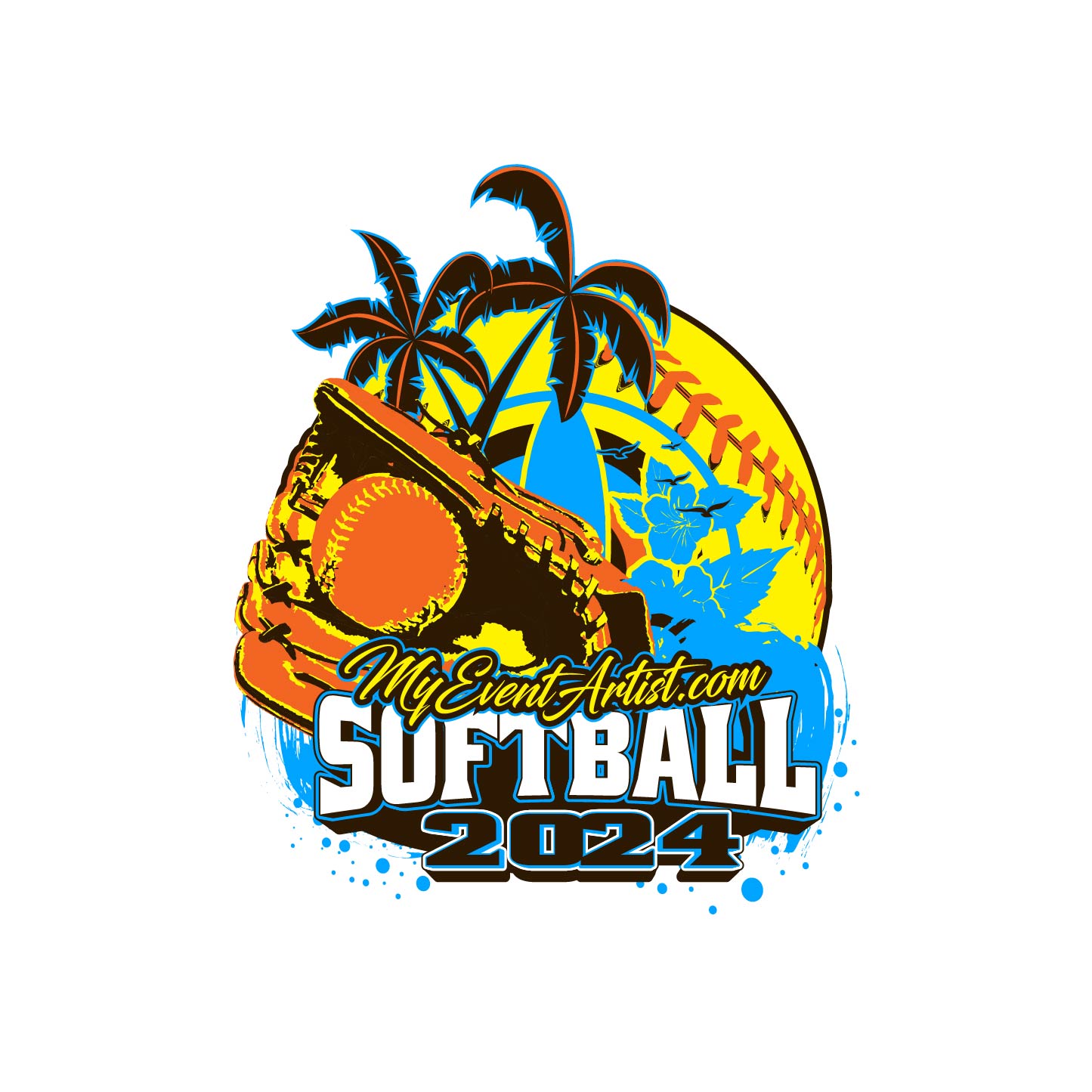 SOFTBALL VECTOR LOGO DESIGN READY FOR PRINT, ADJUSTABLE LIVE FONT