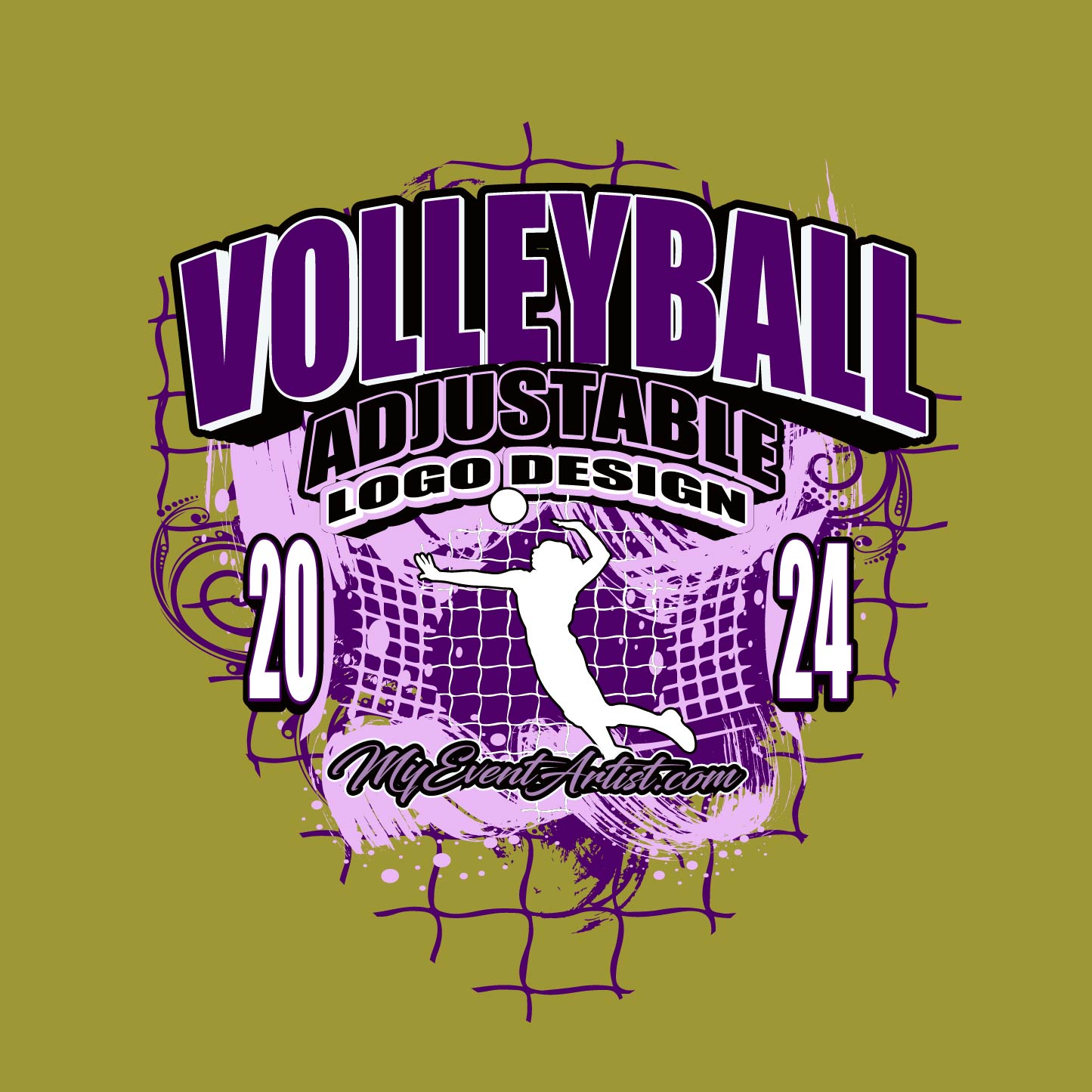 VOLLEYBALL ADJUSTABLE LOGO DESIGN READY FOR PRINT