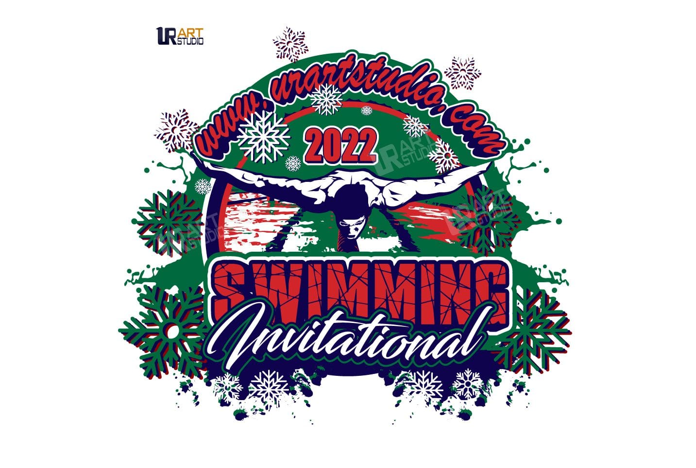 CHRISTMAS SWIMMING INVITATIONAL DOWNLOADABLE LOGO DESIGN