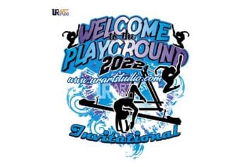 GYMNASTICS WELCOME TO THE PLAYGROUND 2022 INVITATIONAL LOGO DESIGN FOR PRINT