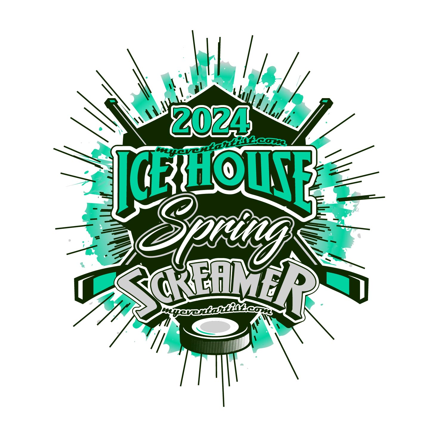 ICE HOUSE SPRING SCREAMER HOCKEY VECTOR DESIGN FOR PRINT